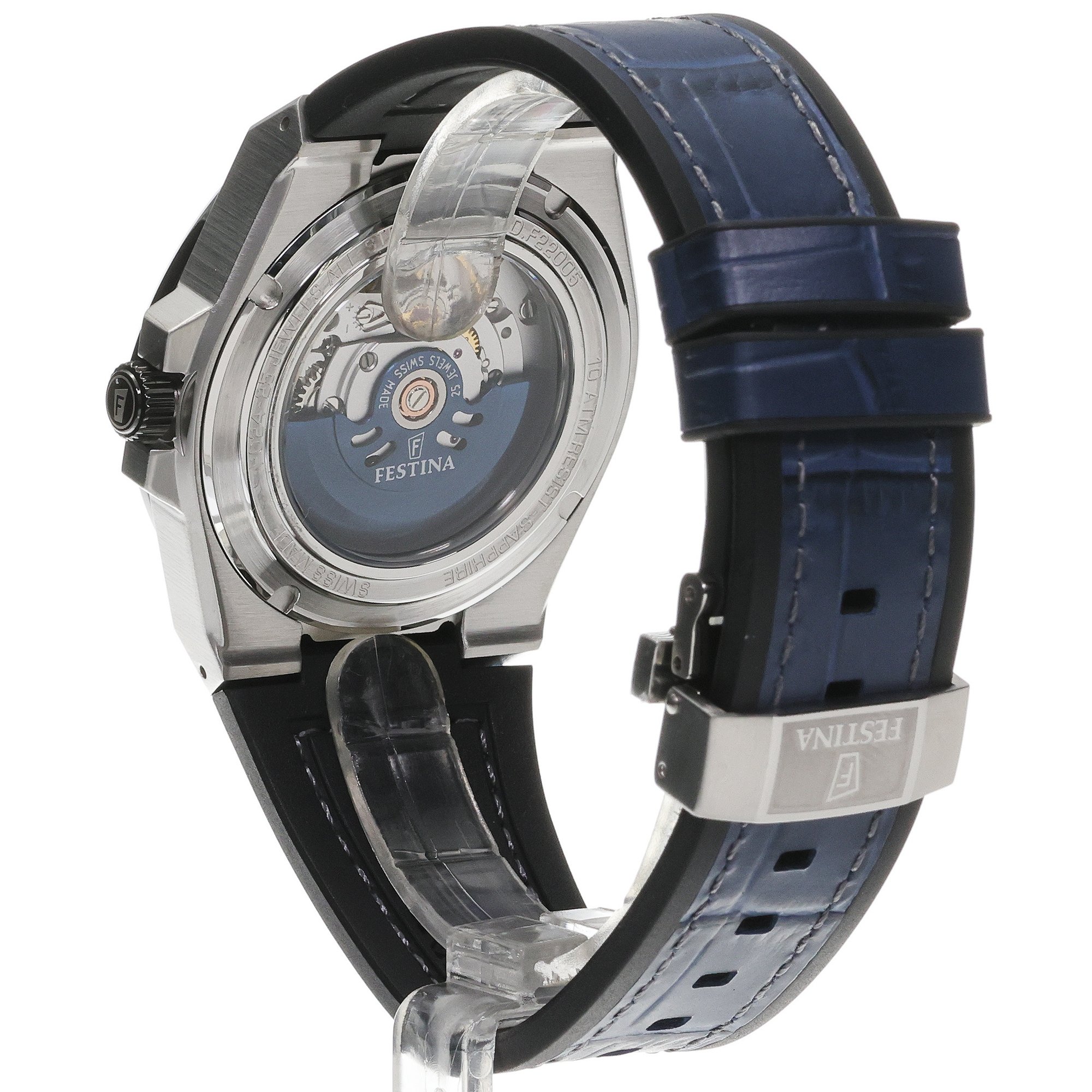 Festina F22005-2 zegarek srebrny klasyczny Swiss Made pasek