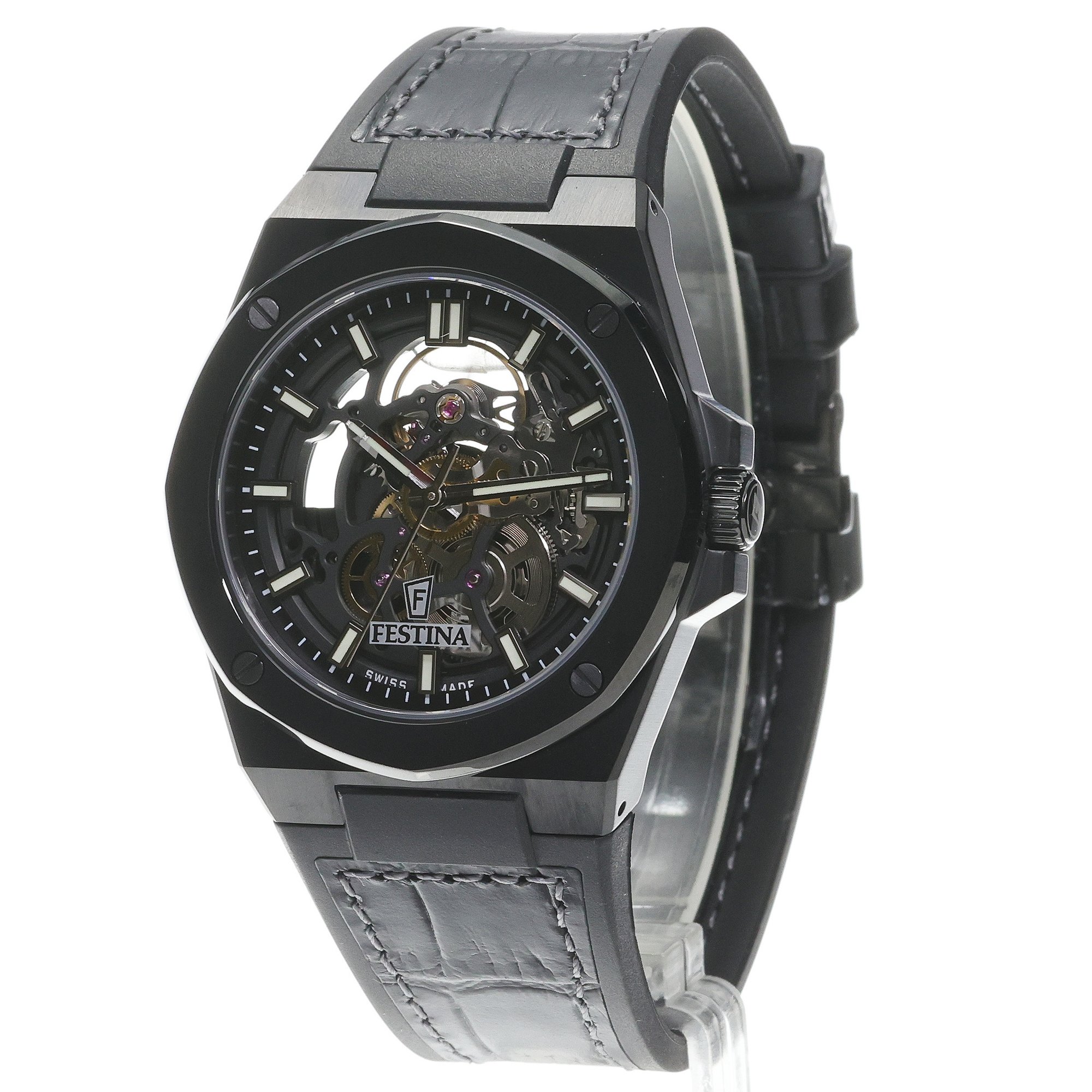 Festina F22015-1 zegarek czarny klasyczny Swiss Made pasek - miniatura 2
