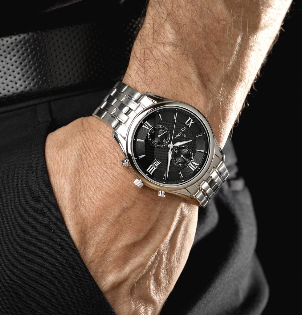 Festina F6854-8 zegarek srebrny klasyczny Chronograf bransoleta
