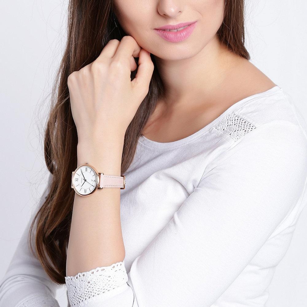 Fossil ES3988 JACQUELINE Pink Leather Strap 36mm zegarek klasyczny Jacqueline - miniatura 3