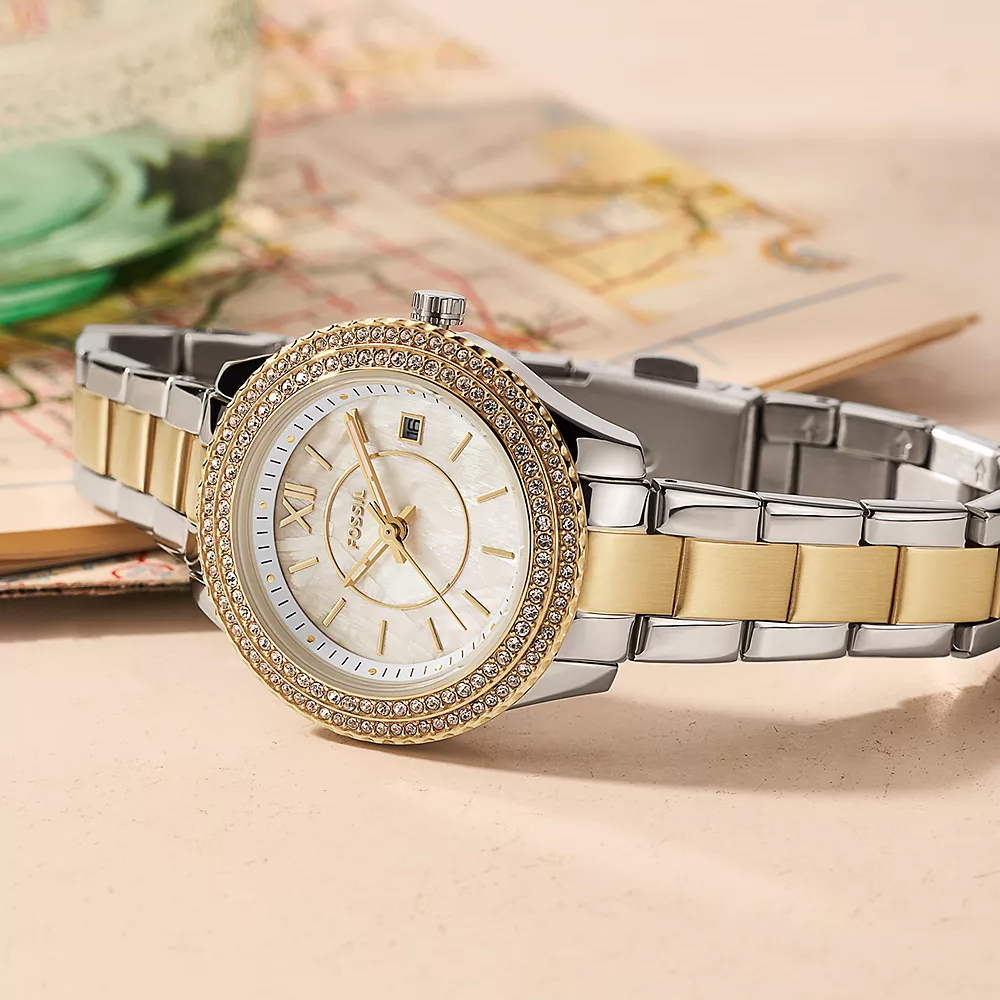 Fossil ES5138 zegarek srebrny klasyczny Stella bransoleta