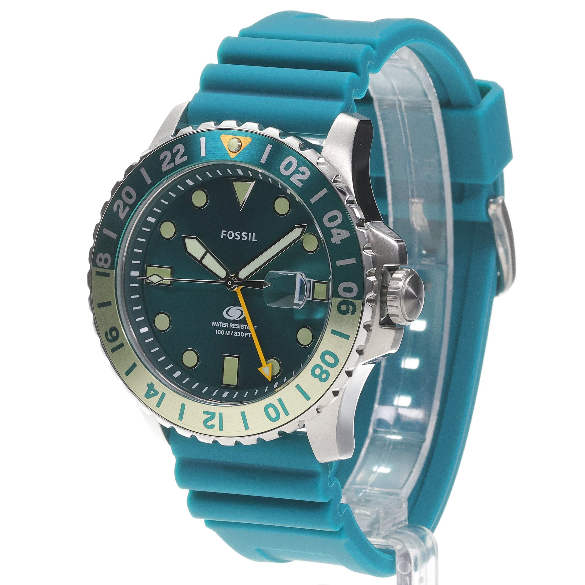 Fossil FS5992 Męskie BLUE GMT Silicone Strap 46mm zegarek męski fashion-modowy mineralne
