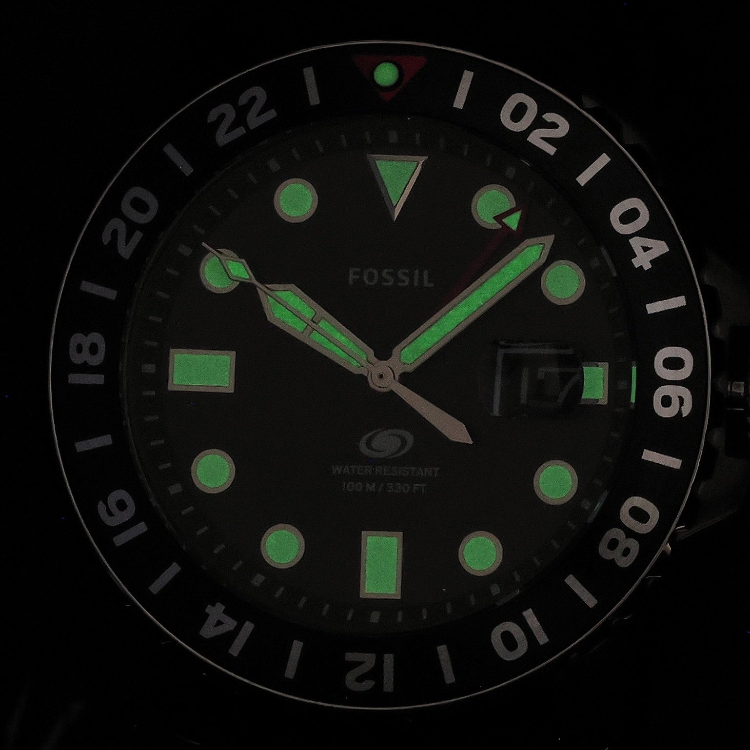 Fossil FS6036 BLUE GMT Black Silicone Strap 46mm Męskie klasyczny zegarek srebrny - miniatura 5