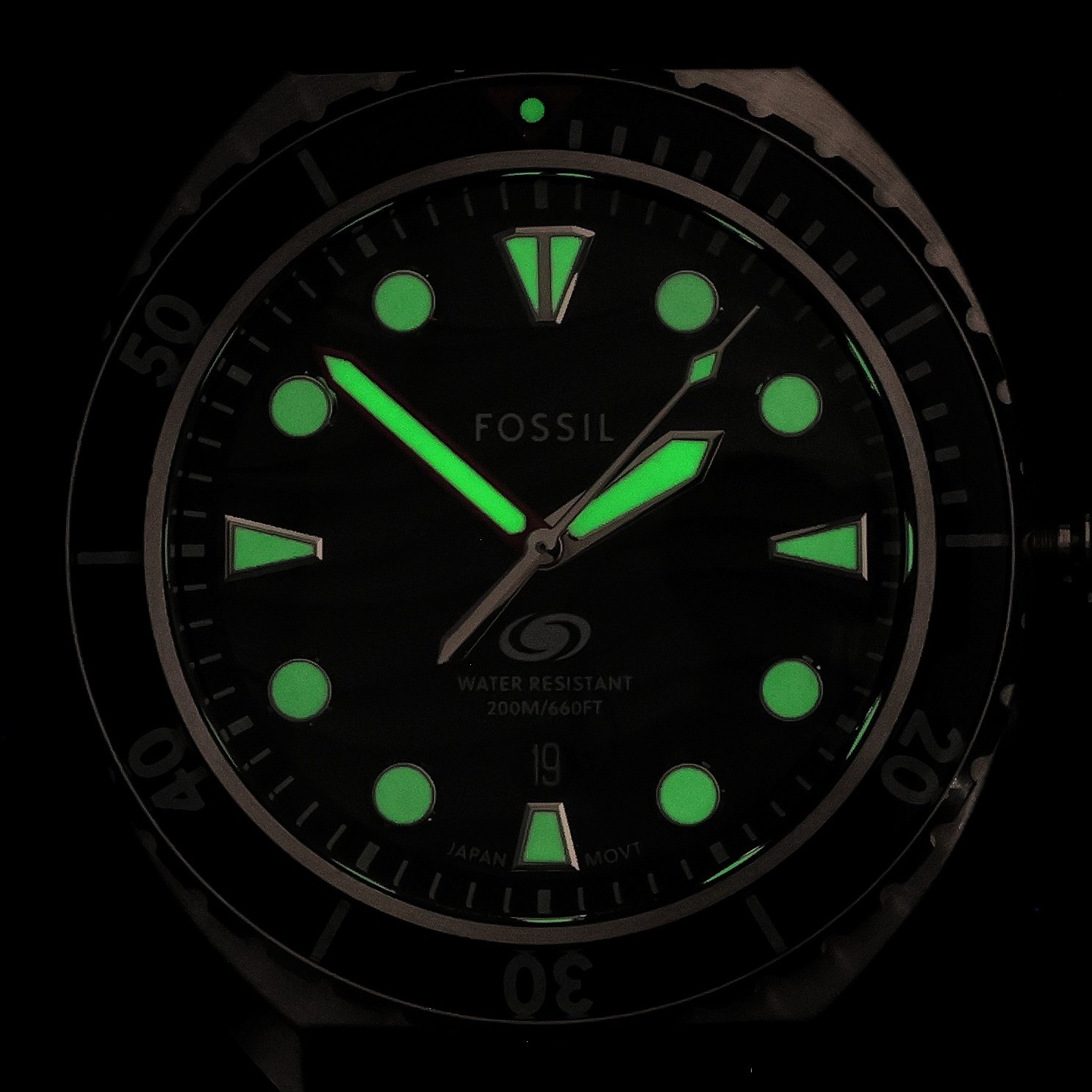 Fossil FS6062 BREAKER Black Silicone Strap 42mm Męskie fashion-modowy zegarek srebrny