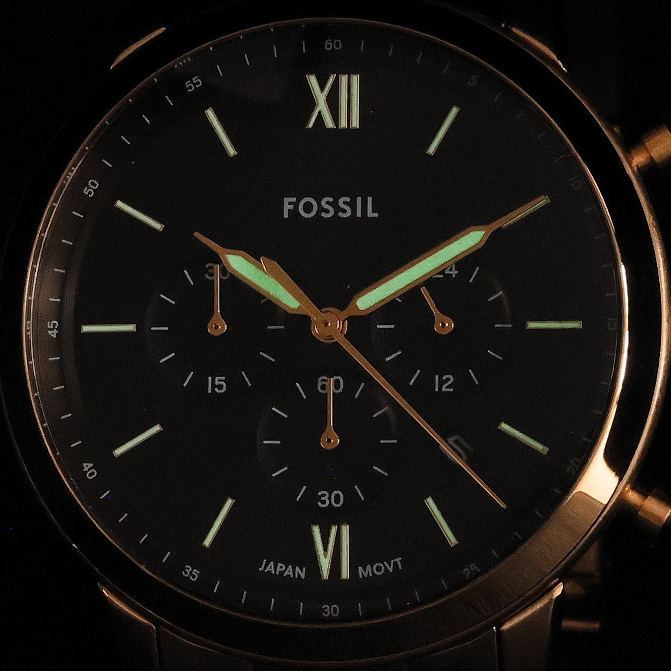 Fossil FS6093 Neutra NEUTRA Chronograph Gold Stainless Steel 44mm zegarek męski klasyczny mineralne - miniatura 5