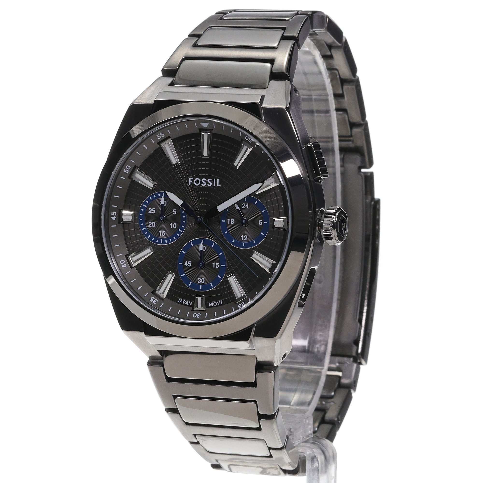 Fossil FS6107 Everett Everett Chronograph Grey Stainless Steel 44mm zegarek męski sportowy mineralne