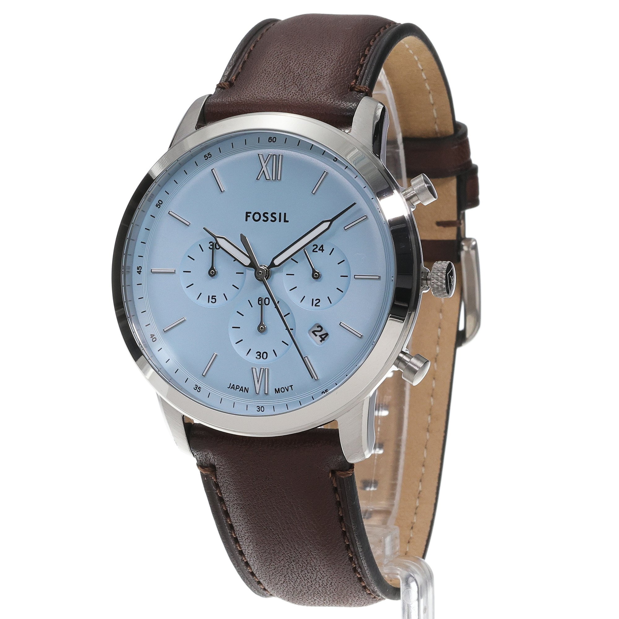 Fossil FS6109 Neutra Neutra Chronograph Brown Leather Strap 44mm zegarek męski klasyczny mineralne - miniatura 2