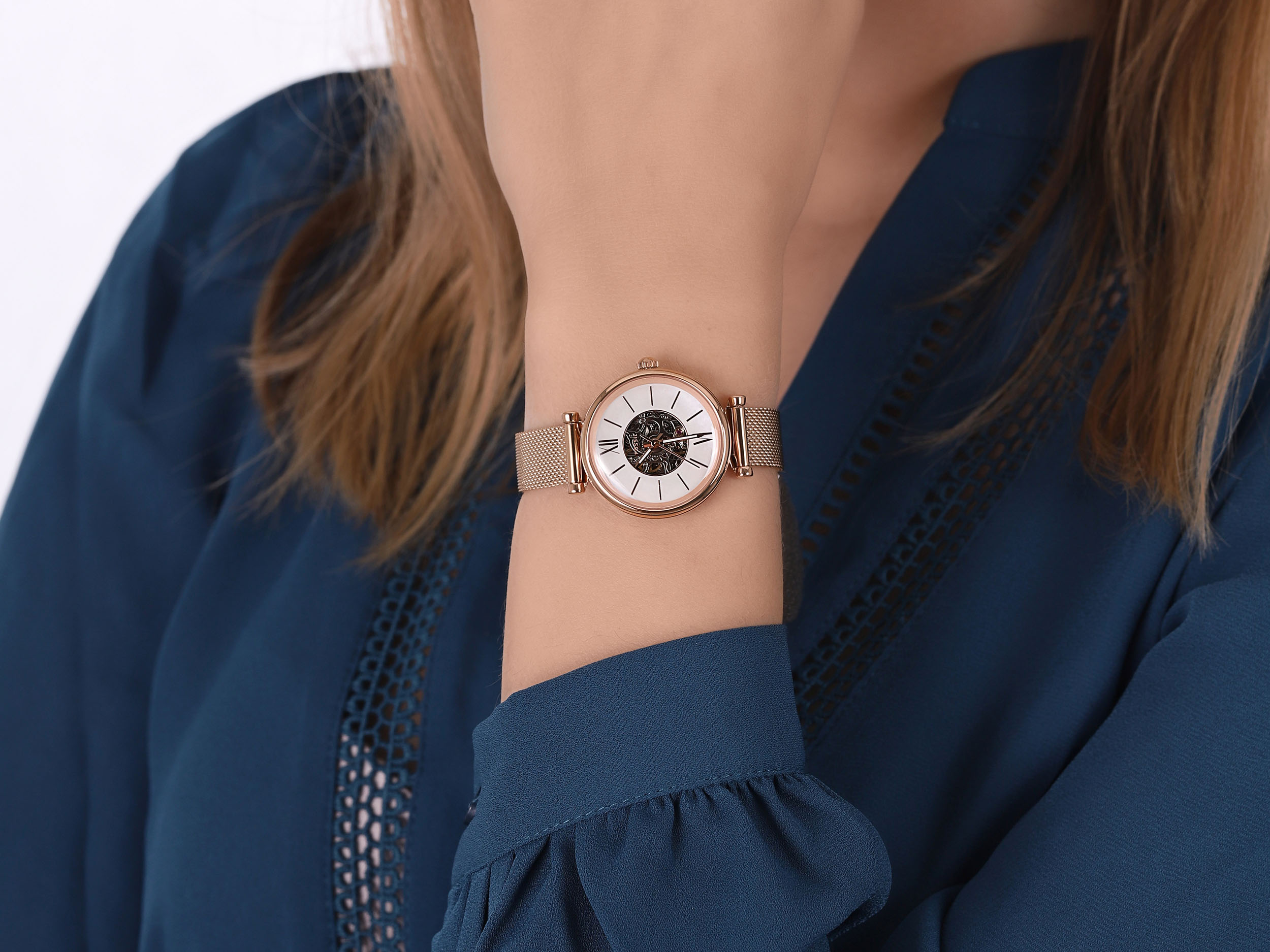 Fossil ME3188 zegarek różowe złoto klasyczny Carlie bransoleta - miniatura 5