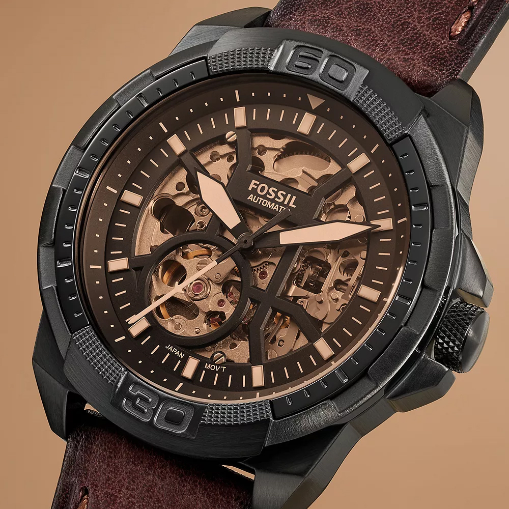 Fossil ME3219 zegarek czarny klasyczny Bronson pasek