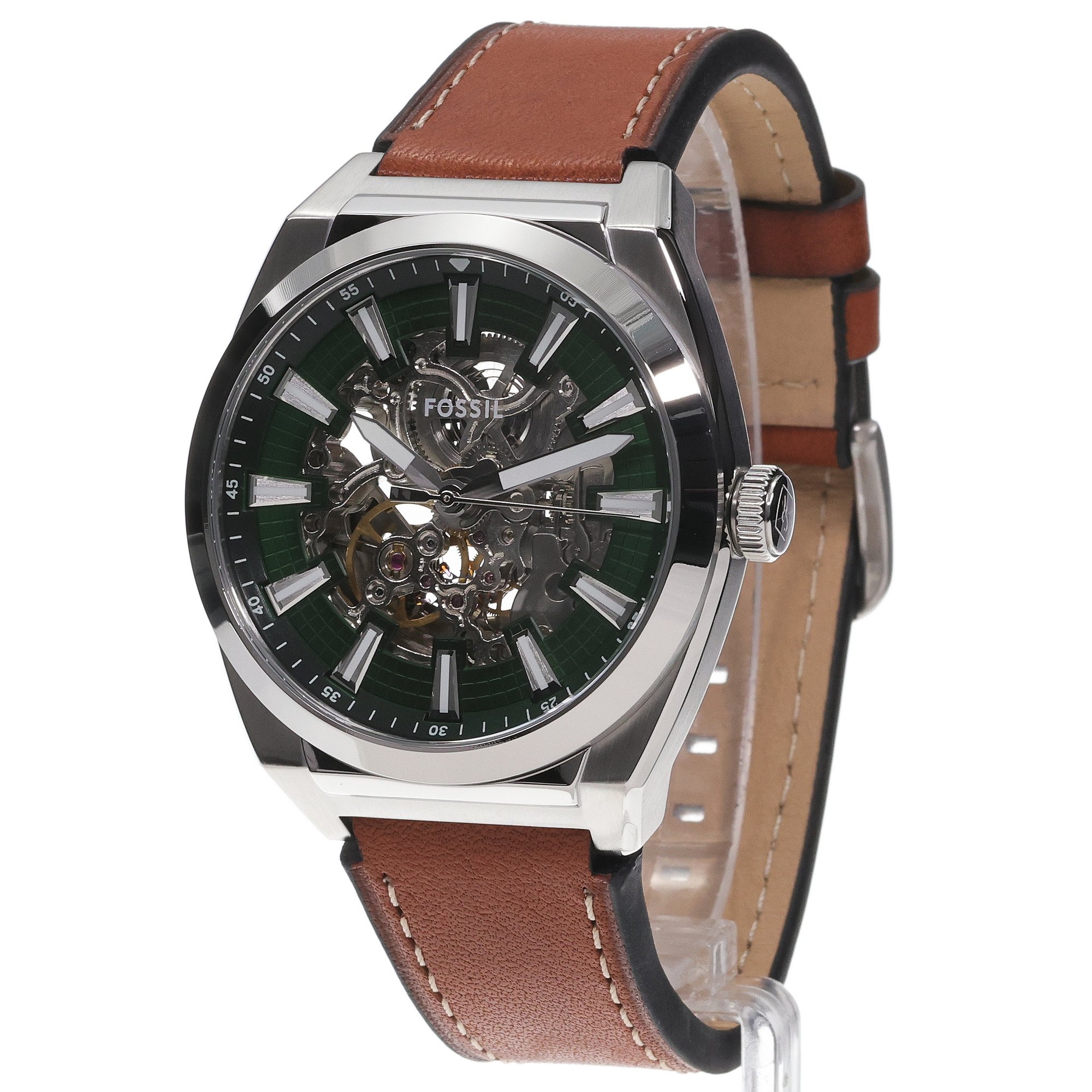 Fossil ME3261 Męskie EVERETT AUTOMATIC SKELETON Brown Leather Strap 42mm zegarek męski klasyczny mineralne