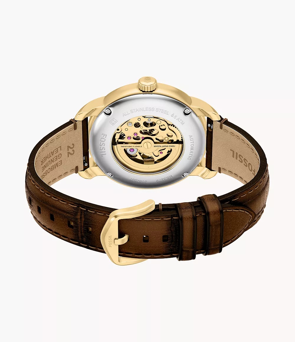 Fossil ME3279 HERITAGE AUTOMATIC Brown Leather Strap 43mm zegarek klasyczny Męskie - miniatura 8