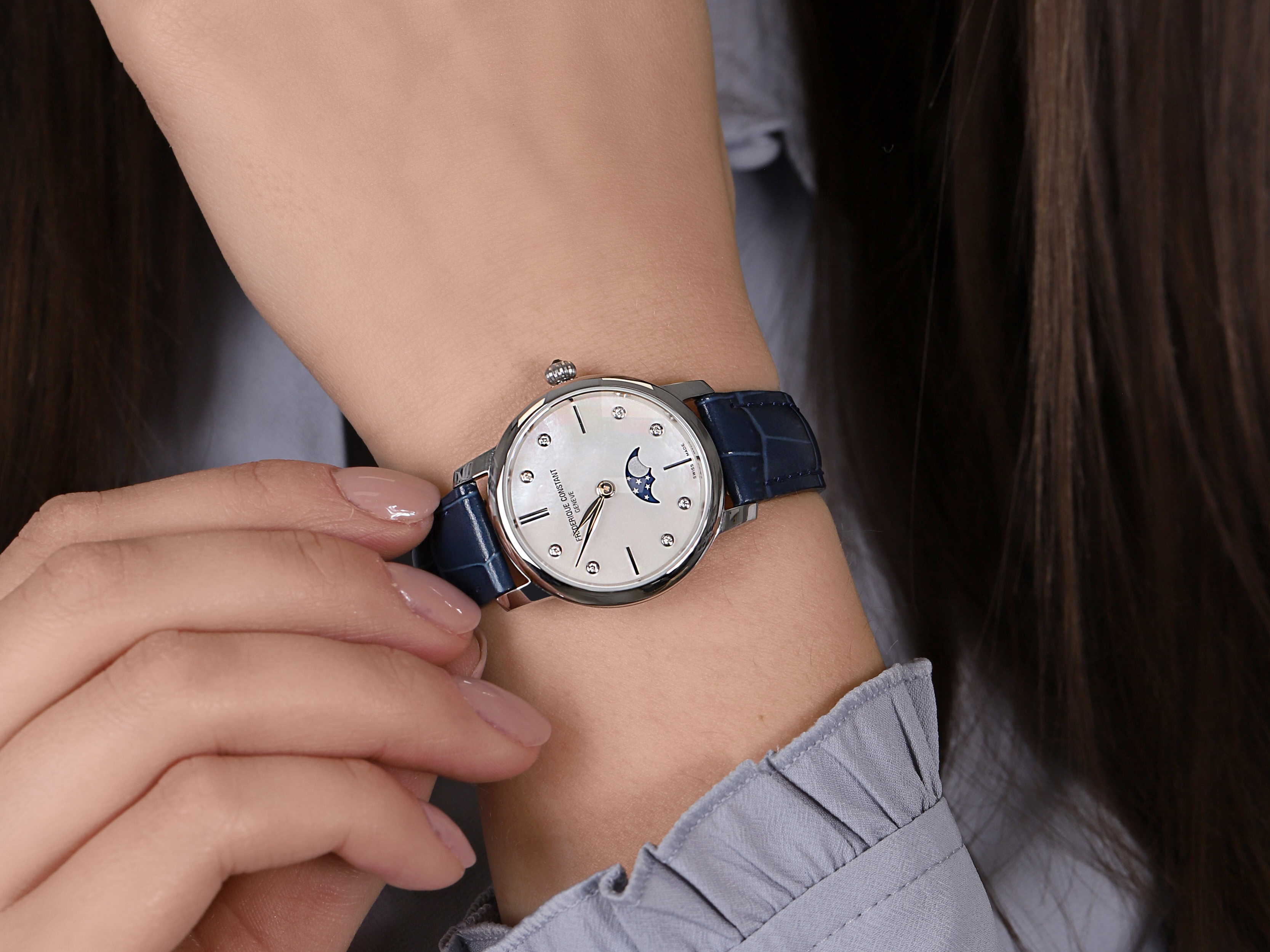 Frederique Constant FC-206MPWD1S6 SLIMLINE LADIES MOONPHASE zegarek elegancki Slimline - miniatura 2