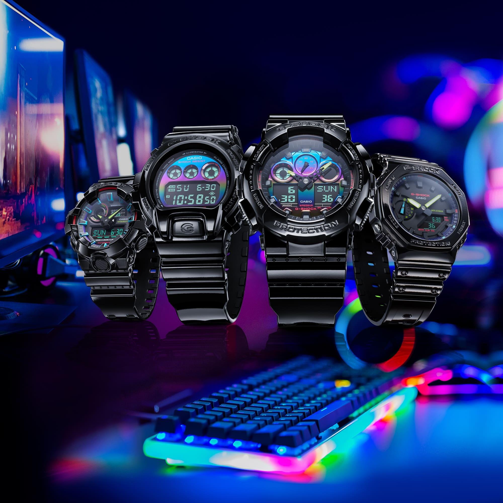G-SHOCK DW-6900RGB-1ER G-SHOCK VIRTUAL RAINBOW G-SHOCK sportowy zegarek czarny
