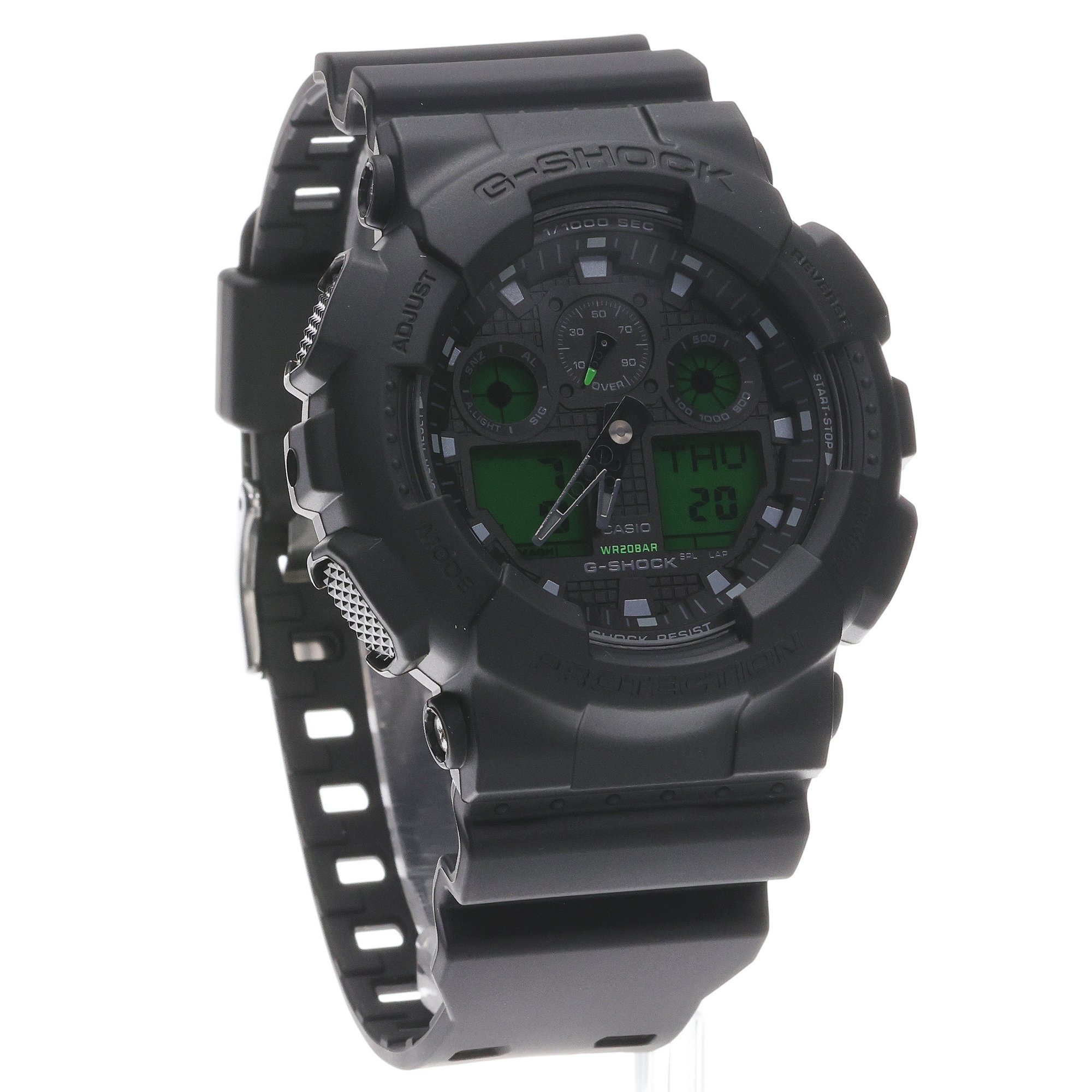 G-SHOCK GA-100BEG-1AER G-Shock Black And Electro Green G-SHOCK Original sportowy zegarek czarny - miniatura 3