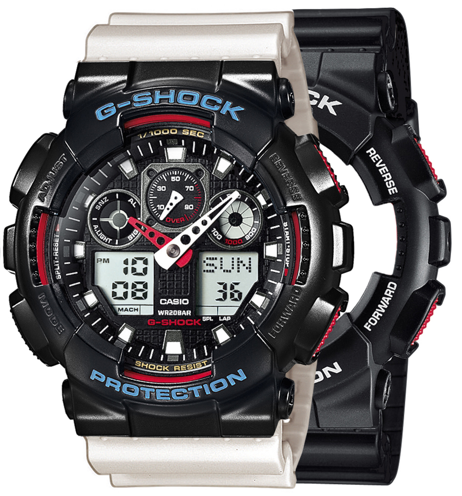  Casio G-SHOCK SET GA-100-1A4ER + BEZEL 10514393 + PASEK 10395227 