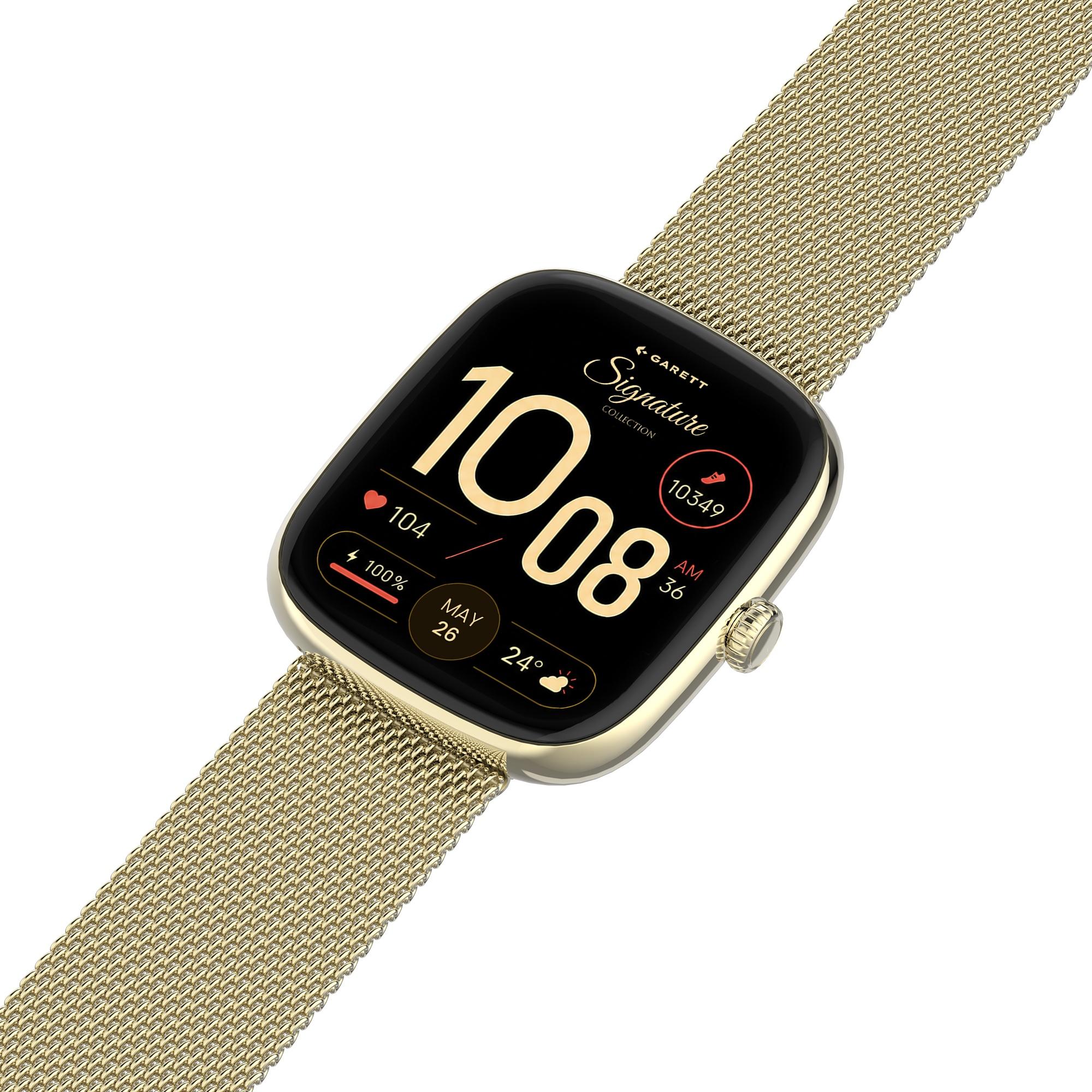 Garett 5904238485033 Damskie Smartwatch Garett Signature Flow Złoty Mesh bransoleta - miniatura 4