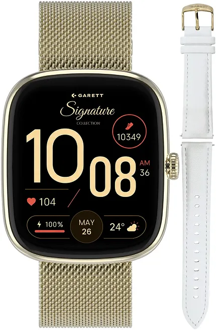 Garett 5904238485033 Garett Smartwatch Garett Signature Flow Złoty mesh - zdjęcie 1