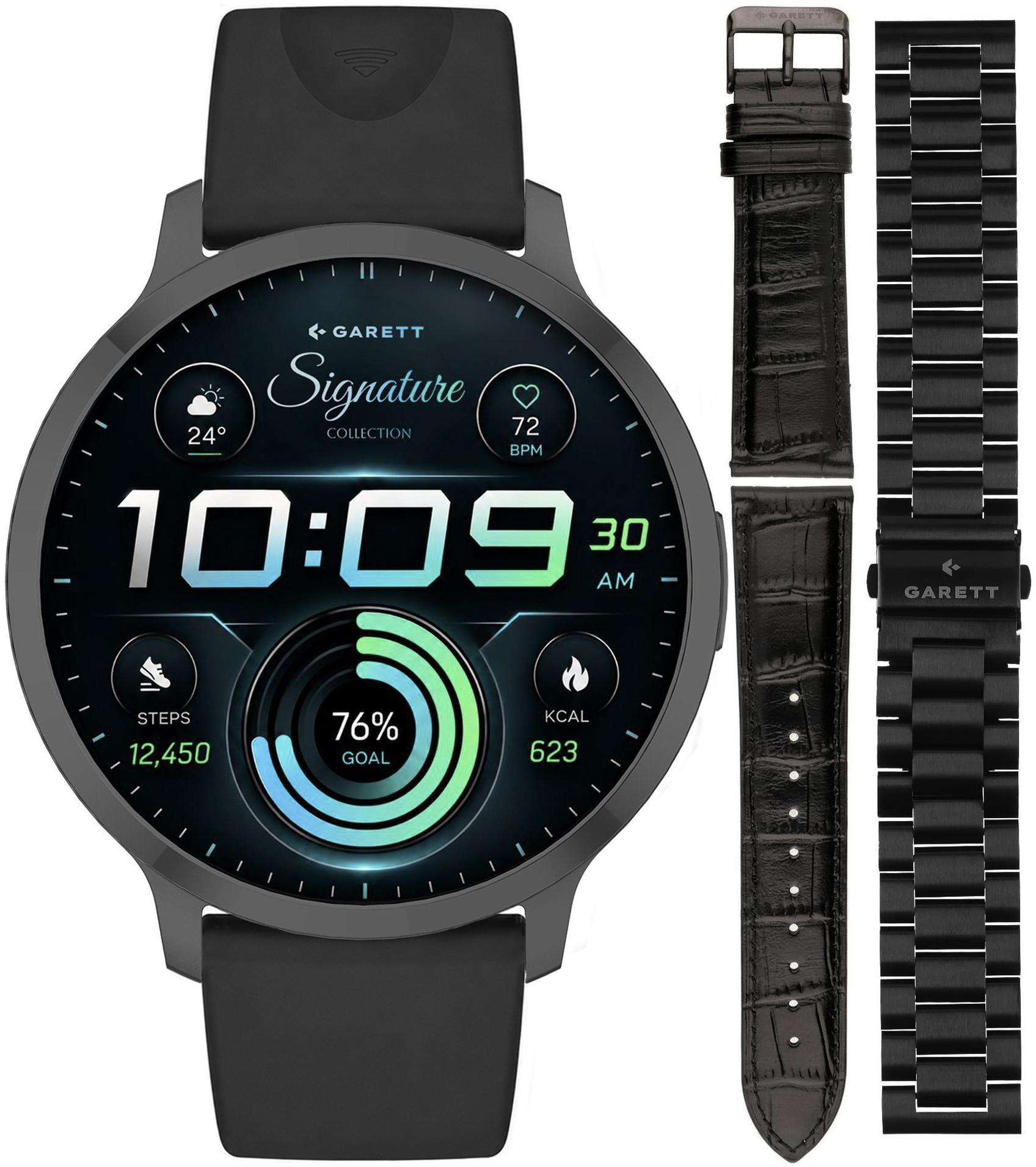 Smartwatch Garett Signature Edge Czarny na Pasku Garett Pay zestaw z Bransoletą i Paskiem Garett 5904238485156-PAY-BLACK 
