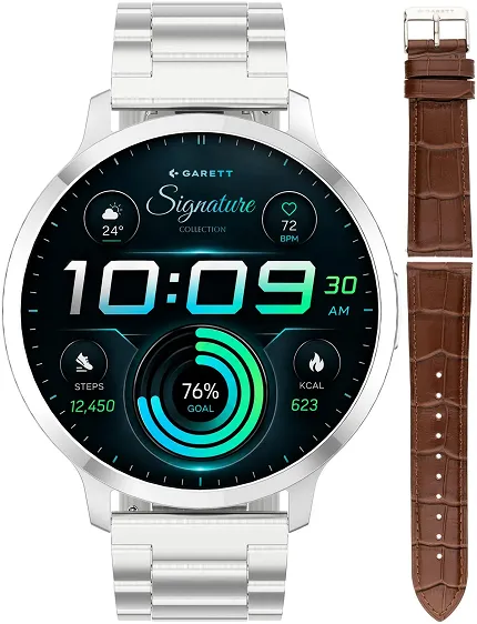 Garett 5904238485163 Garett Smartwatch Garett Signature Edge Srebrny solid - zdjęcie 1