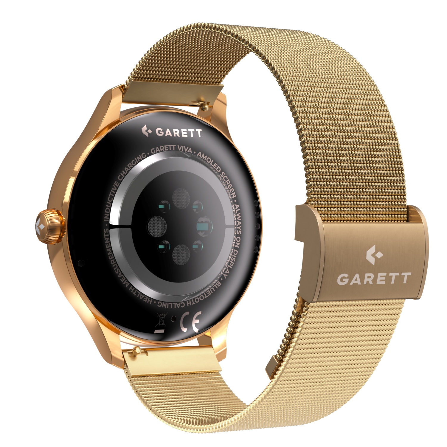Garett 5904238486115 Smartwatch Smartwatch Garett Viva Różowe Złoto Stalowy + Pasek zegarek damski sportowy z tworzywa sztucznego