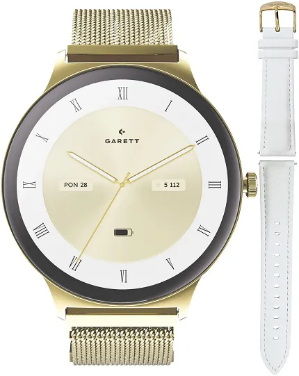 Garett 5904238487037 Damskie Smartwatch Garett Verona 2 Glow Złoty Mesh + Pasek