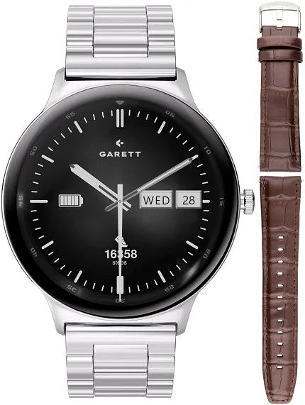Garett 5904238487556 Smartwatch Garett Quantum srebrny stalowy - zdjęcie 1