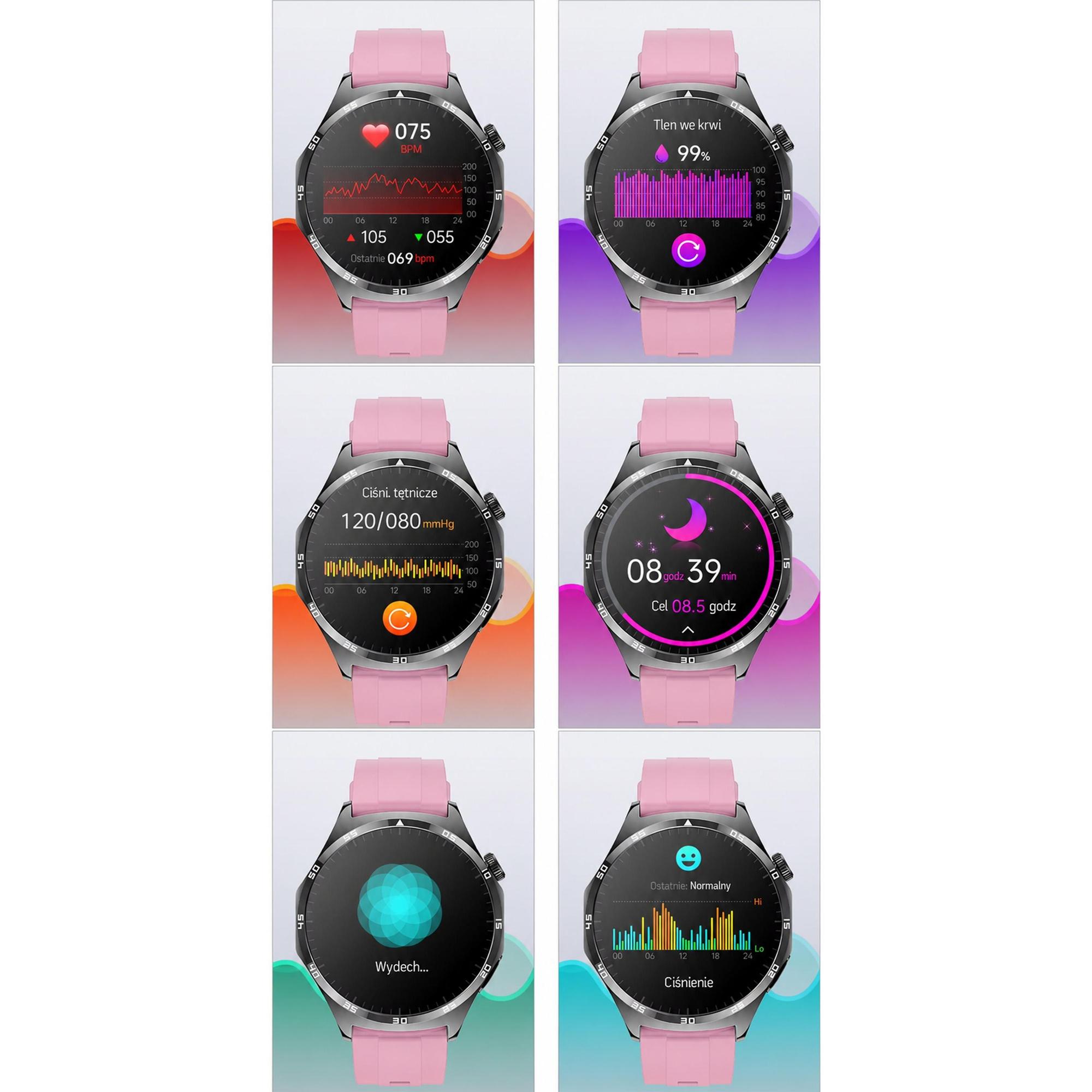 Hagen HB2714539 zegarek czarny sportowy Smartwatch pasek