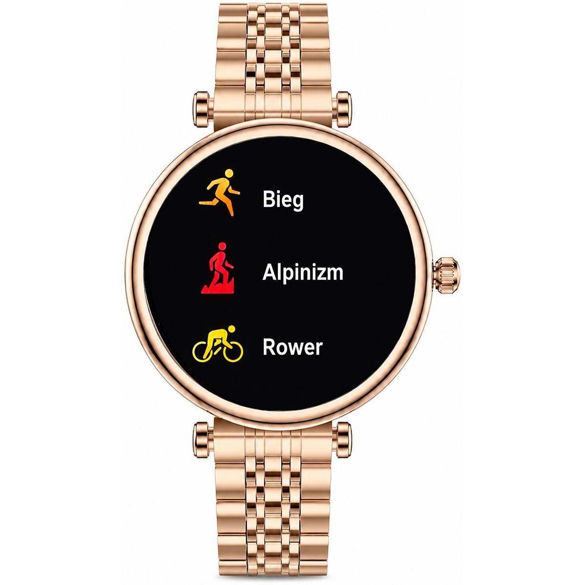Hagen HB402105321210-SET zegarek różowe złoto klasyczny Smartwatch pasek