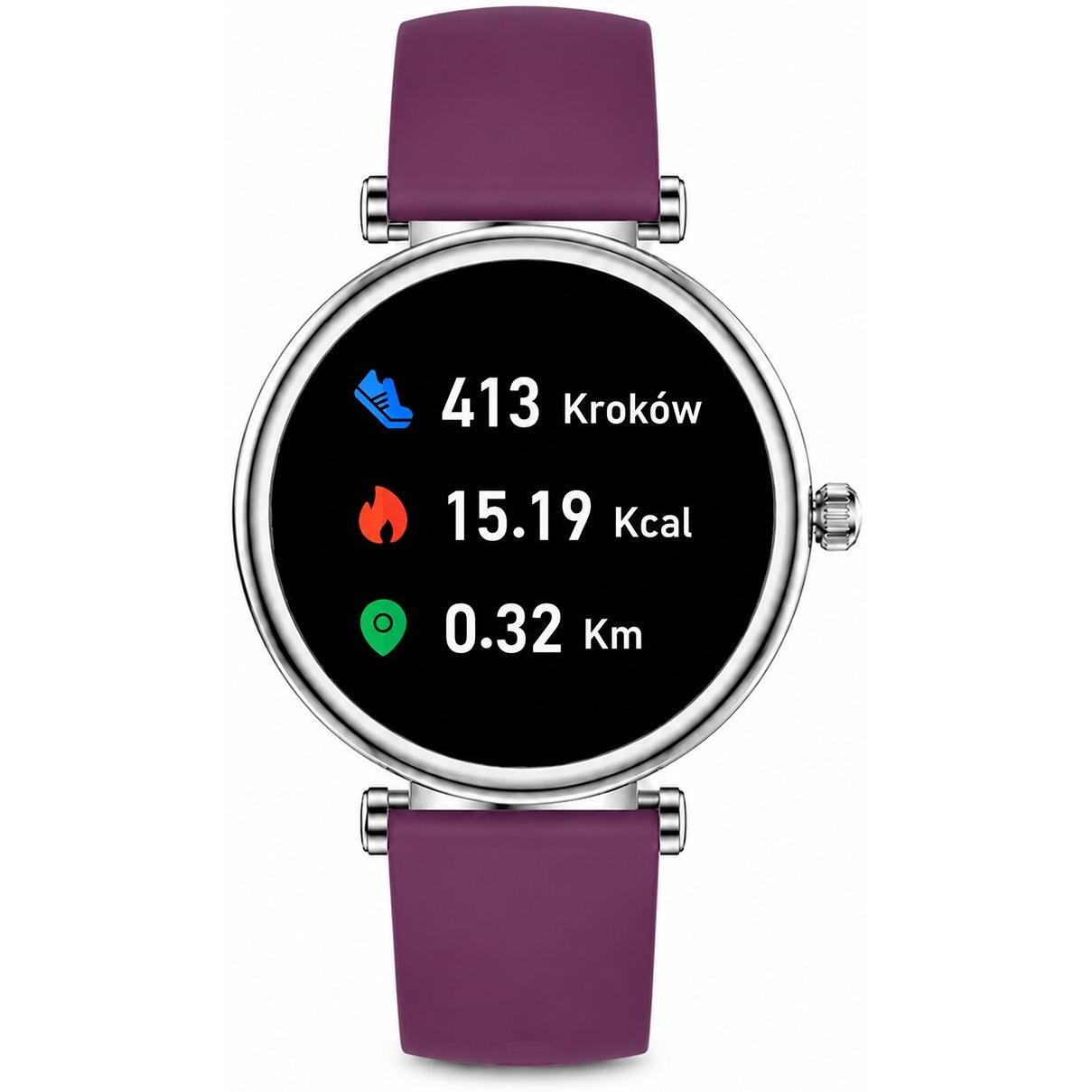 Hagen HB4021153211211-SET Smartwatch HB40 Fioletowy + Pasek i Bransoleta zegarek damski klasyczny