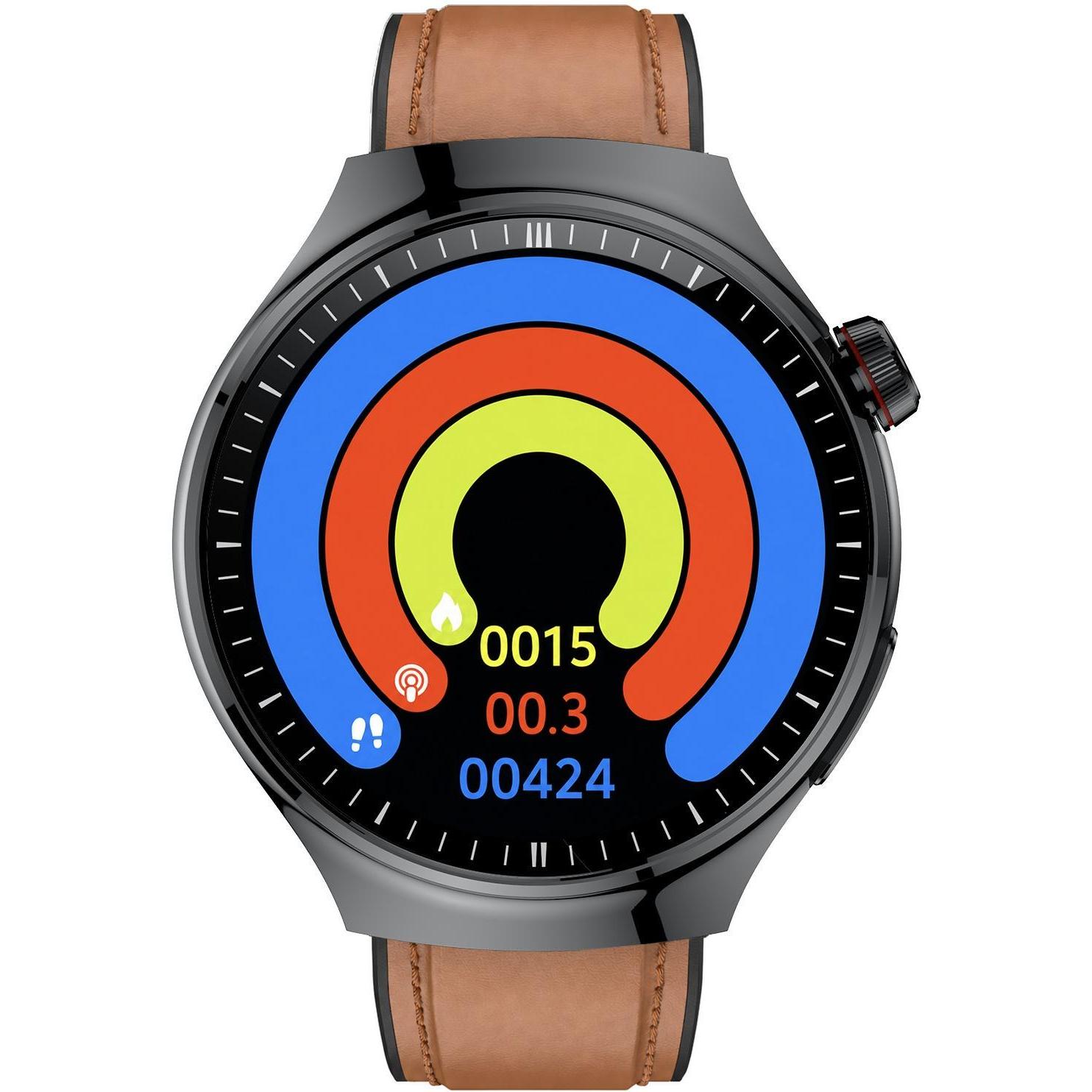 Hagen HB4114533 HB41 Czarny na Brązowym Pasku Smartwatch klasyczny zegarek czarny - miniatura 7