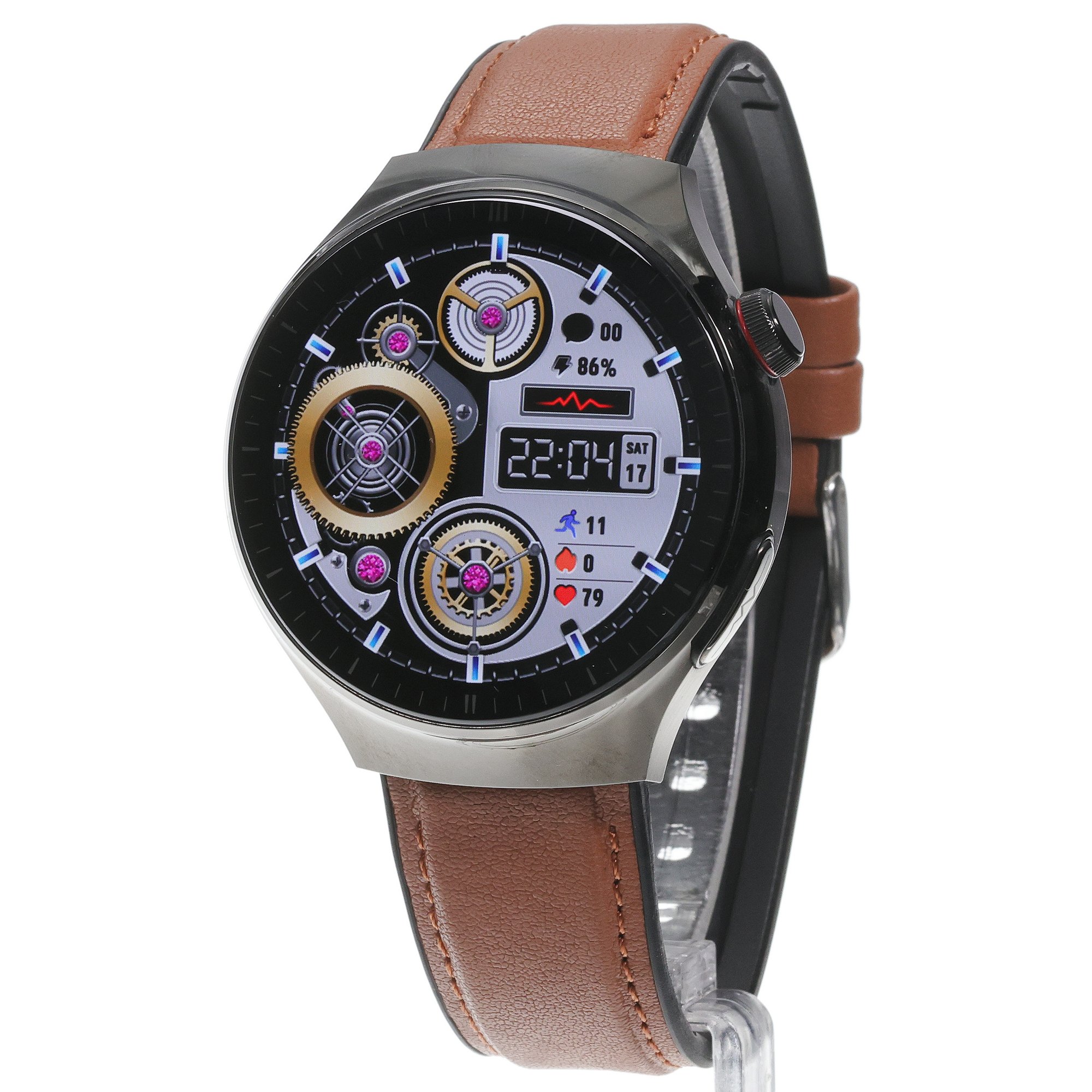 Hagen HB4114533 HB41 Czarny na Brązowym Pasku zegarek klasyczny Smartwatch - miniatura 2