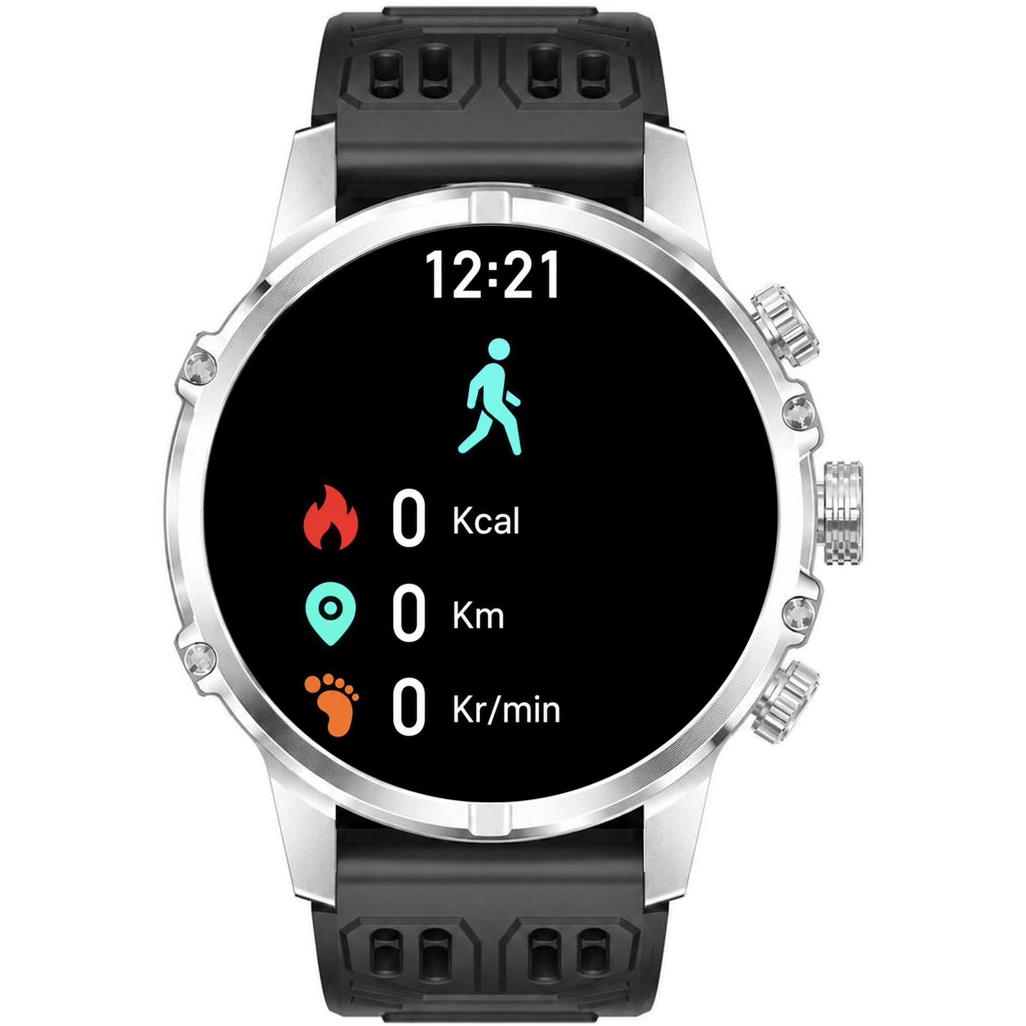 Hagen HB45111134 HB45 Srebrny na Czarnym Pasku Smartwatch zegarek srebrny