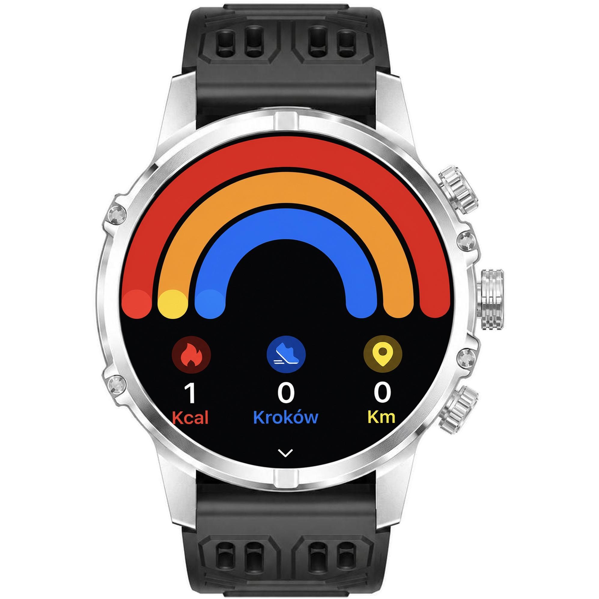Hagen HB45111134 HB45 Srebrny na Czarnym Pasku zegarek Smartwatch