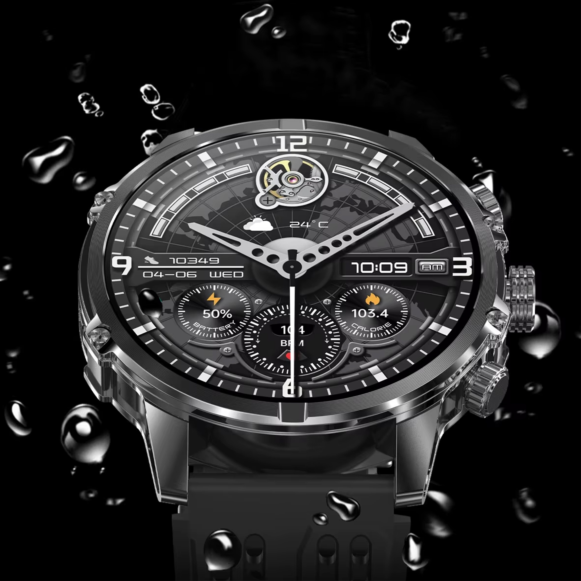 Hagen HB4514134 HB45 Czarny na Pasku Smartwatch zegarek czarny - miniatura 11