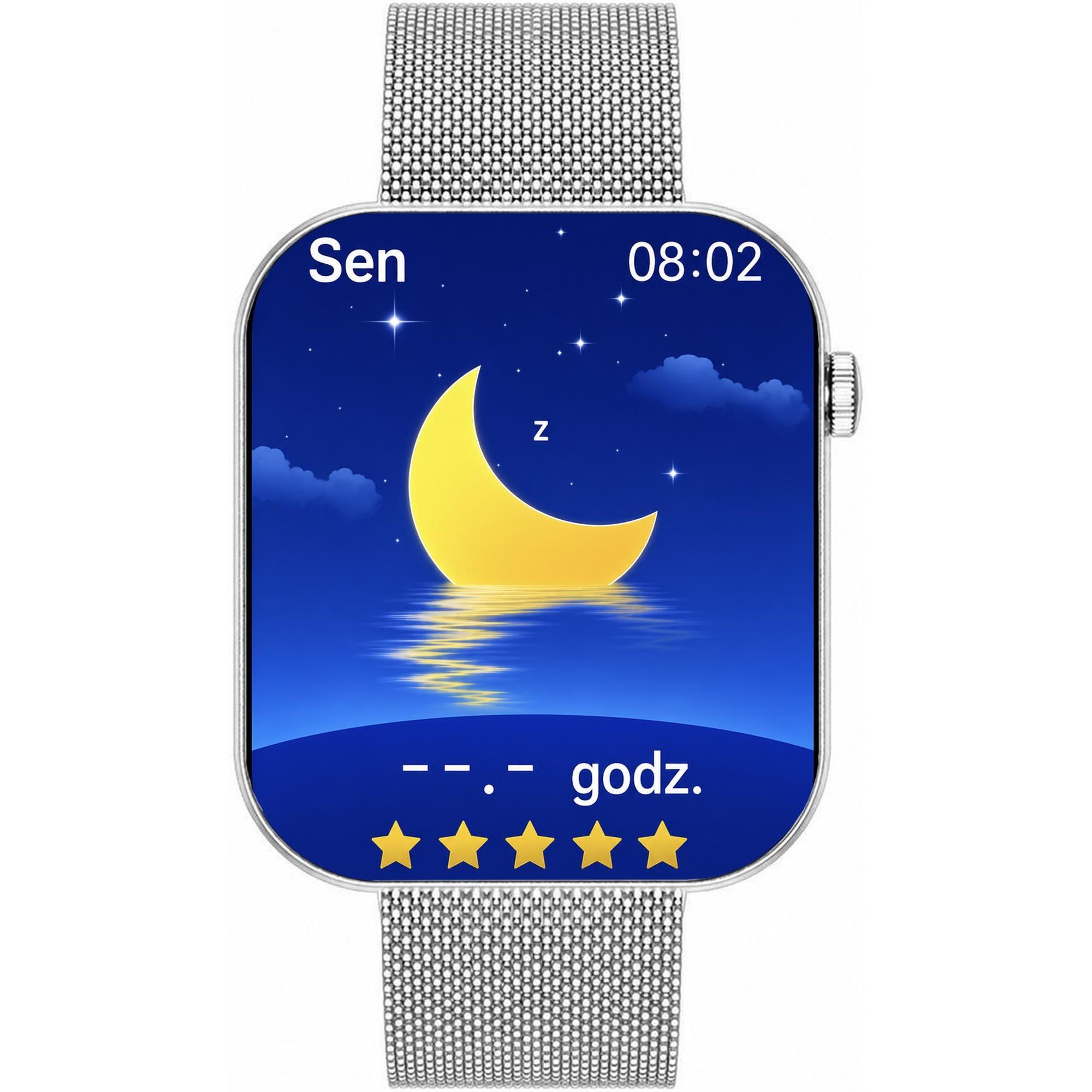 Hagen HB511111411534-SET HB51 Srebrny zestaw z Paskiem Smartwatch zegarek srebrny - miniatura 9