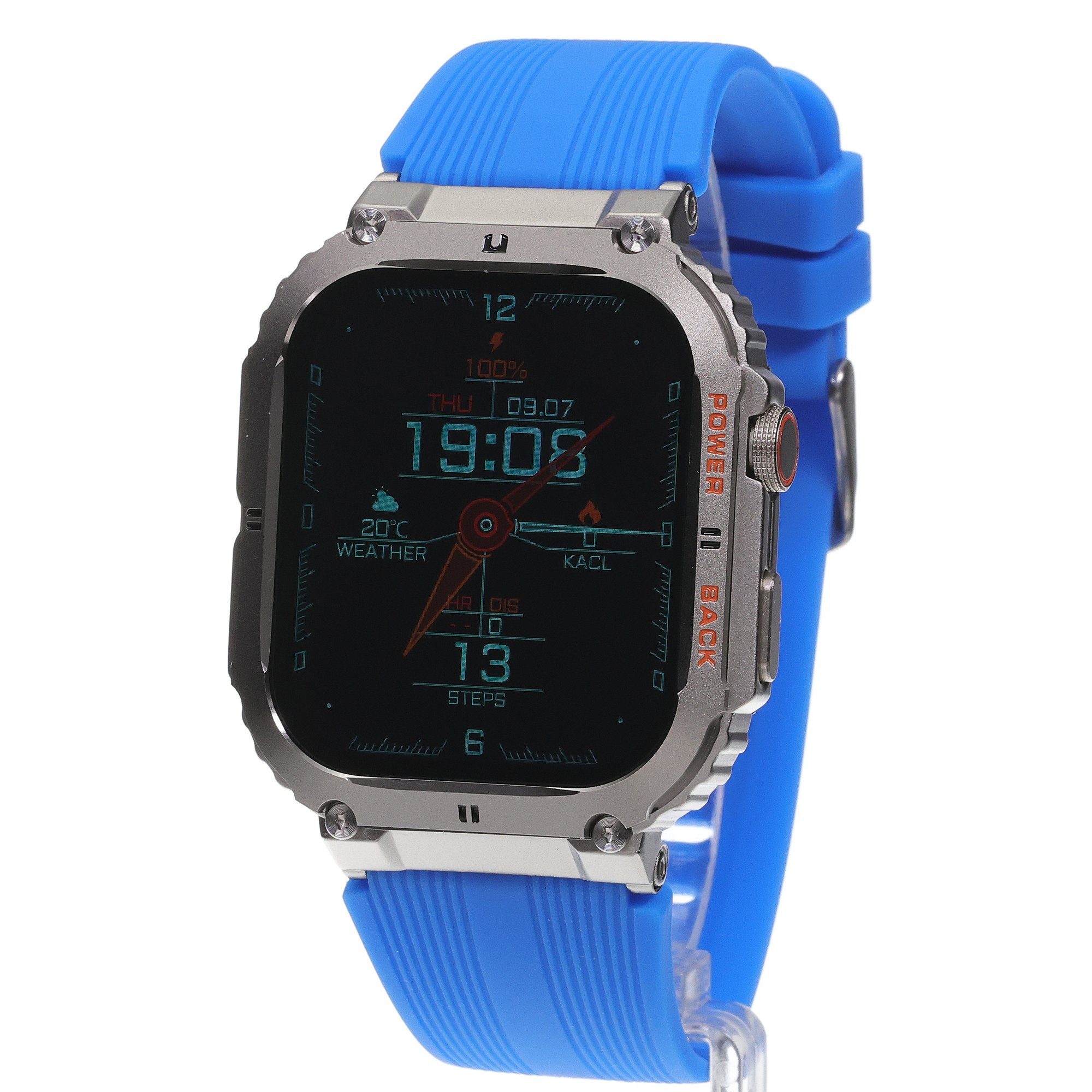 Hagen HC71111537 Smartwatch HC71 Srebrny na Niebieskim Pasku zegarek sportowy Smartwatch