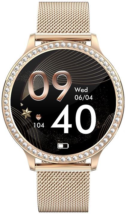 Hagen HC7411514155310-SET Smartwatch HC74 różowe złoto + beżowy pasek zegarek sportowy Smartwatch