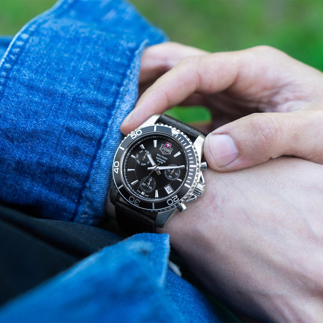 Męski Sierra Chrono 43 mm z dniami tygodnia na pasku JDM Military JDM-WG019-05 - hover