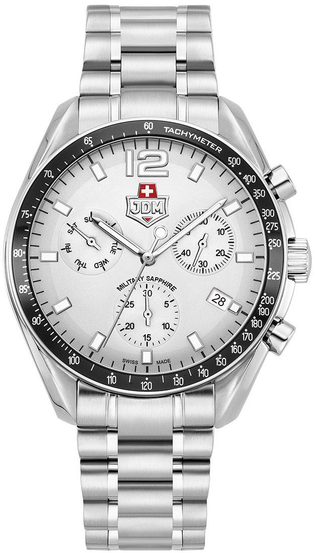 Swiss Precision chronograf męski 42 mm z szarą tarczą JDM Military JDM-WG021-04 