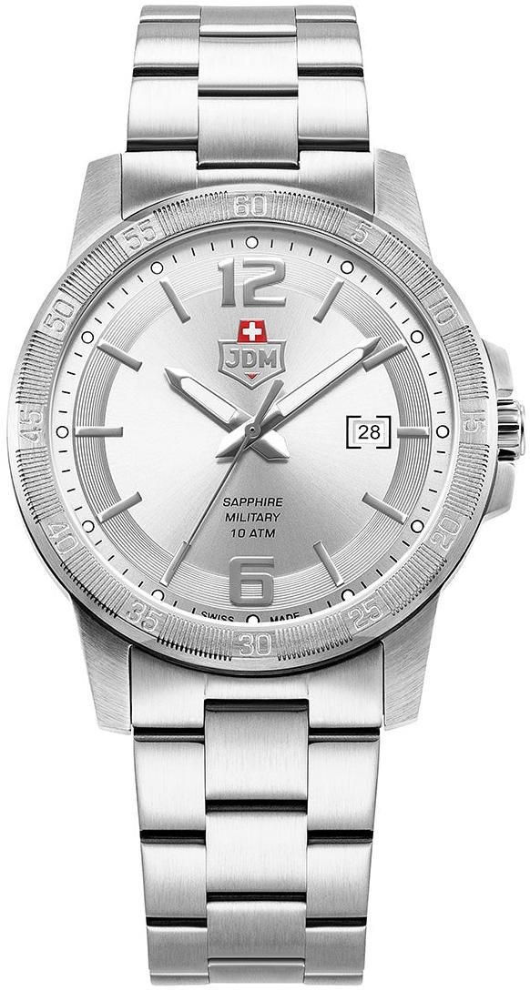 Męski Oscar 42 mm ze srebrną tarczą słoneczną JDM Military JDM-WG025-02 