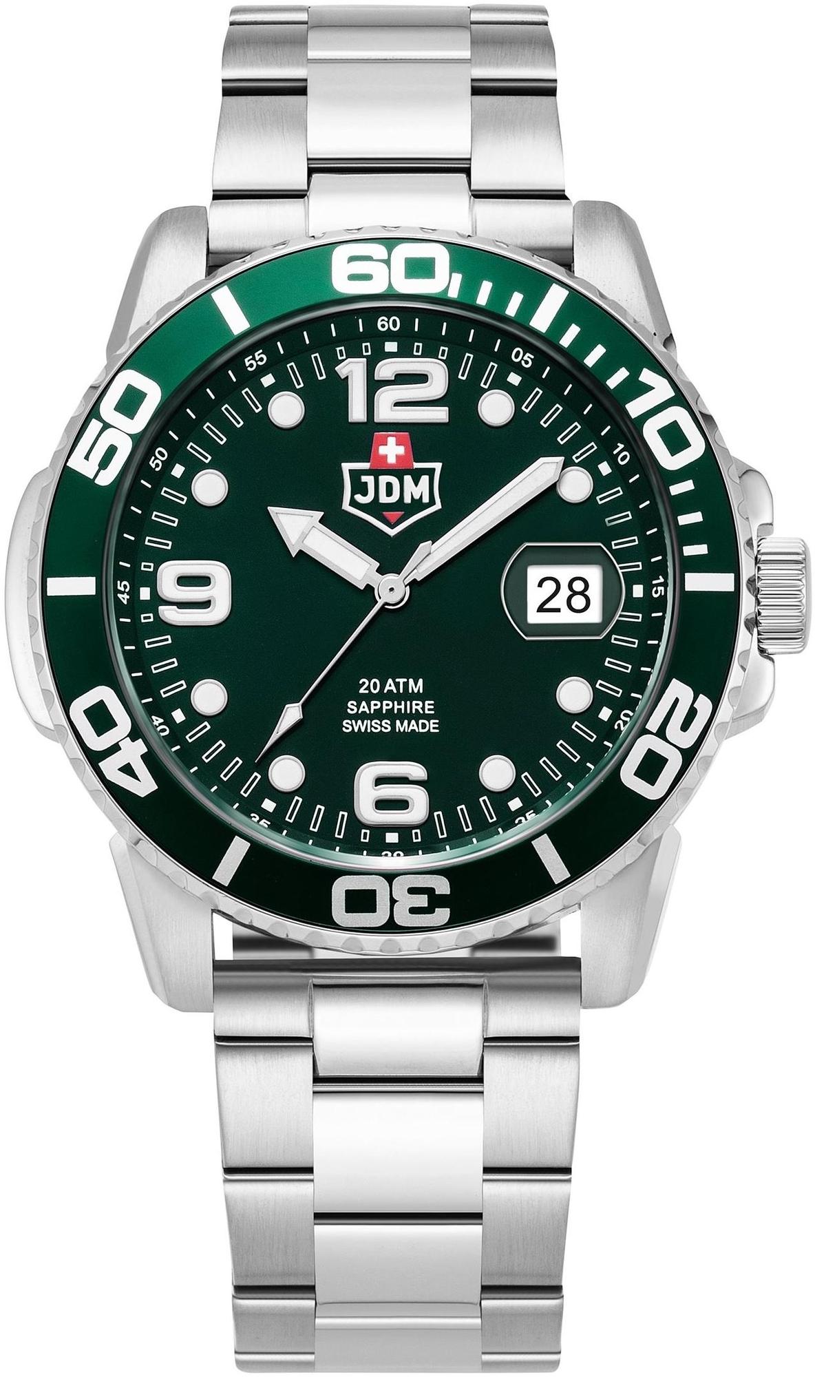 Mike Plus męski wodoszczelny do 200 m z zieloną tarczą JDM Military JDM-WG029-01 