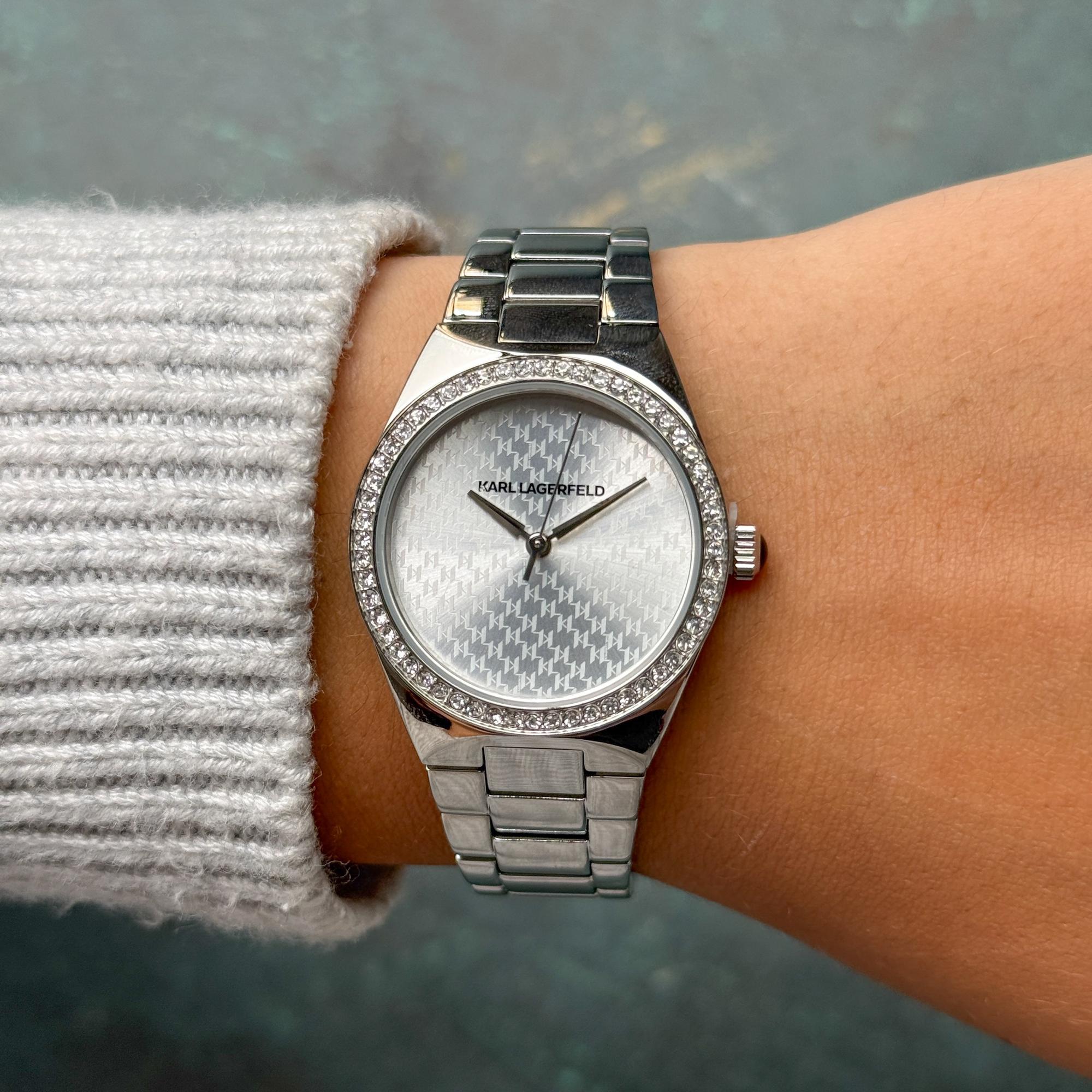Karl Lagerfeld R0553105509 zegarek srebrny klasyczny Damskie bransoleta