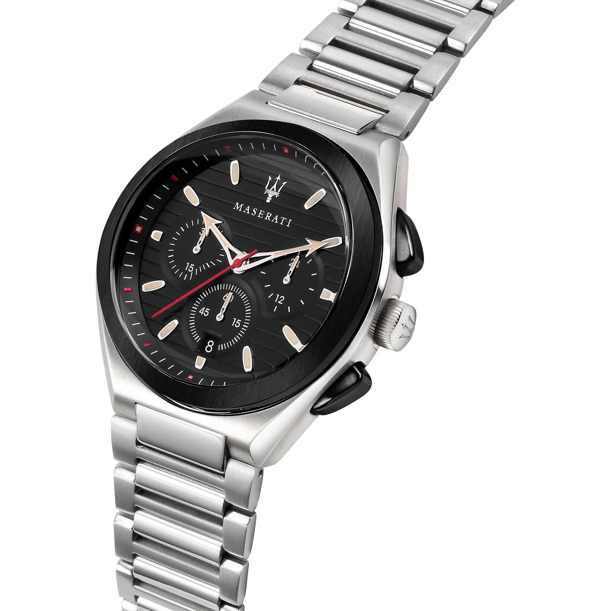 Maserati R8873639002 zegarek srebrny sportowy Triconic bransoleta