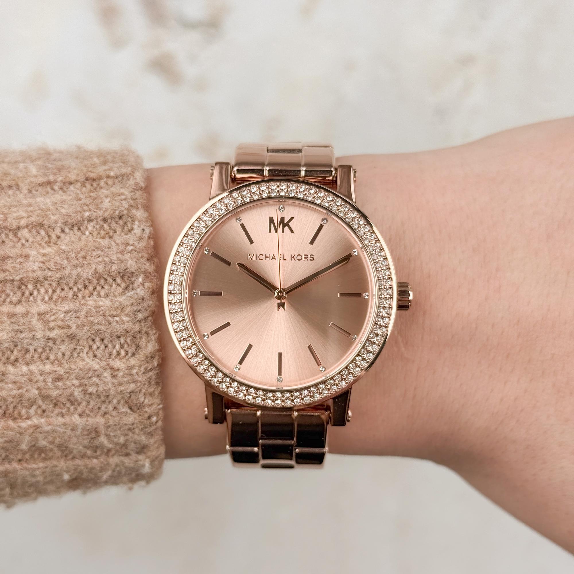 Michael Kors MK7548 zegarek różowe złoto fashion-modowy Damskie bransoleta