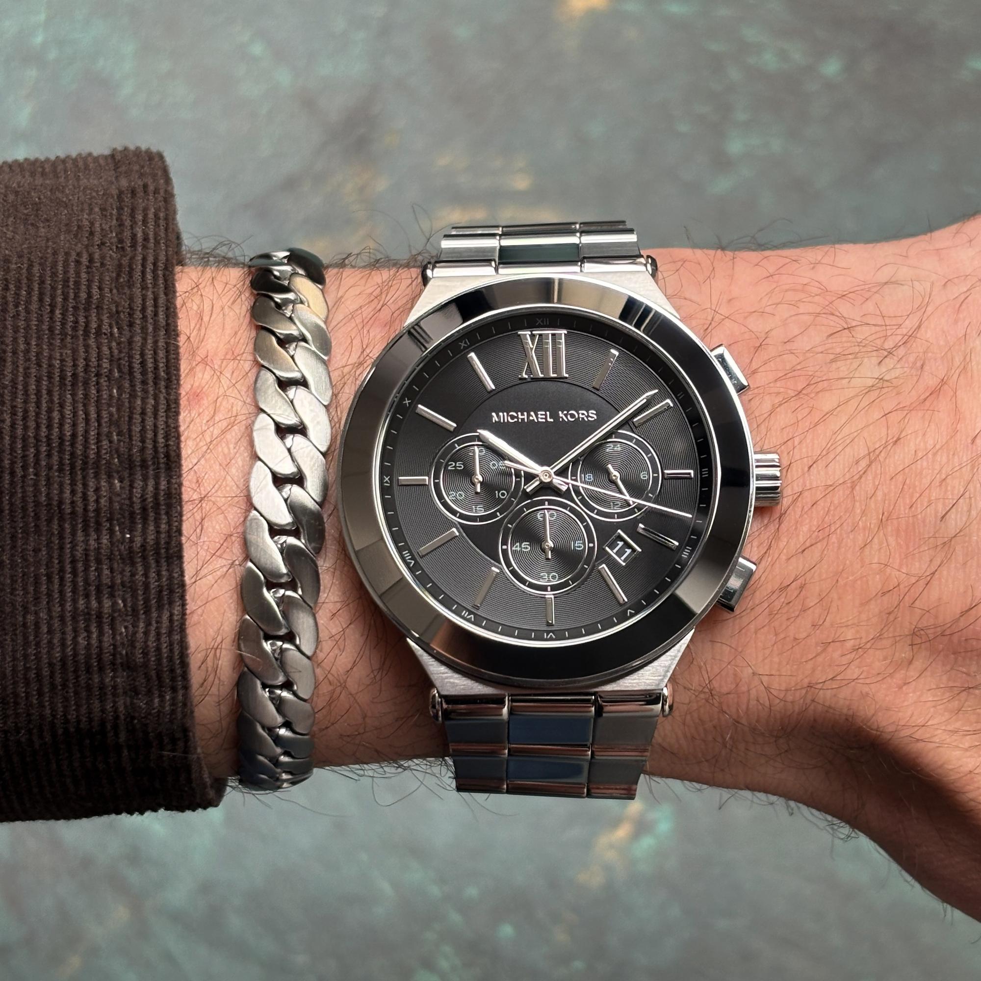 Michael Kors MK9272SET zegarek srebrny fashion-modowy Męskie bransoleta