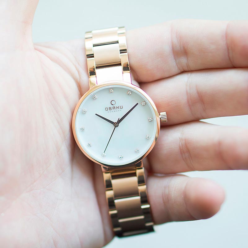 Obaku Denmark V189LXVWSV zegarek różowe złoto klasyczny Slim bransoleta