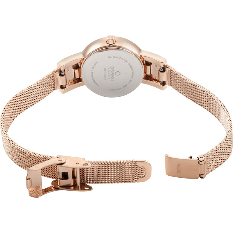 Obaku Denmark V207LEVIMV zegarek różowe złoto klasyczny Slim bransoleta - miniatura 5