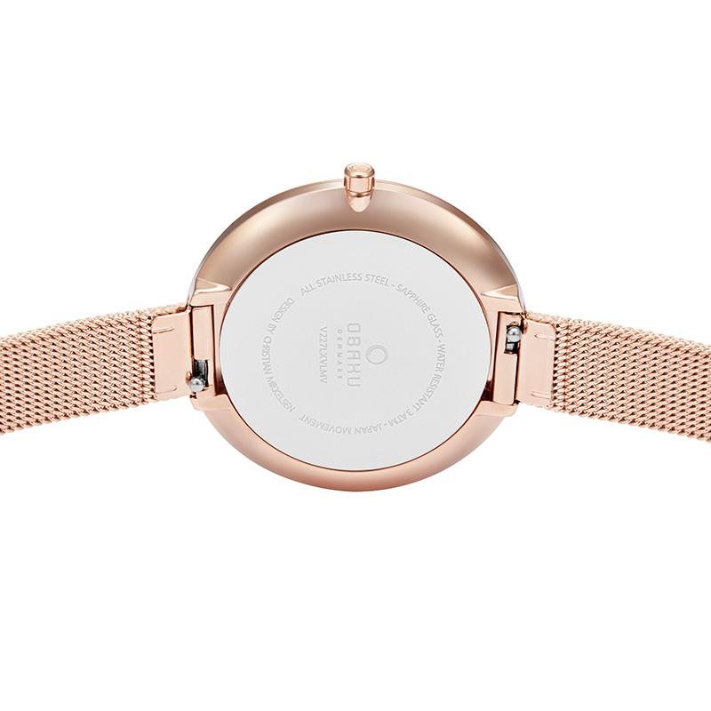 Obaku Denmark V227LXVLMV zegarek różowe złoto klasyczny Slim bransoleta - miniatura 3