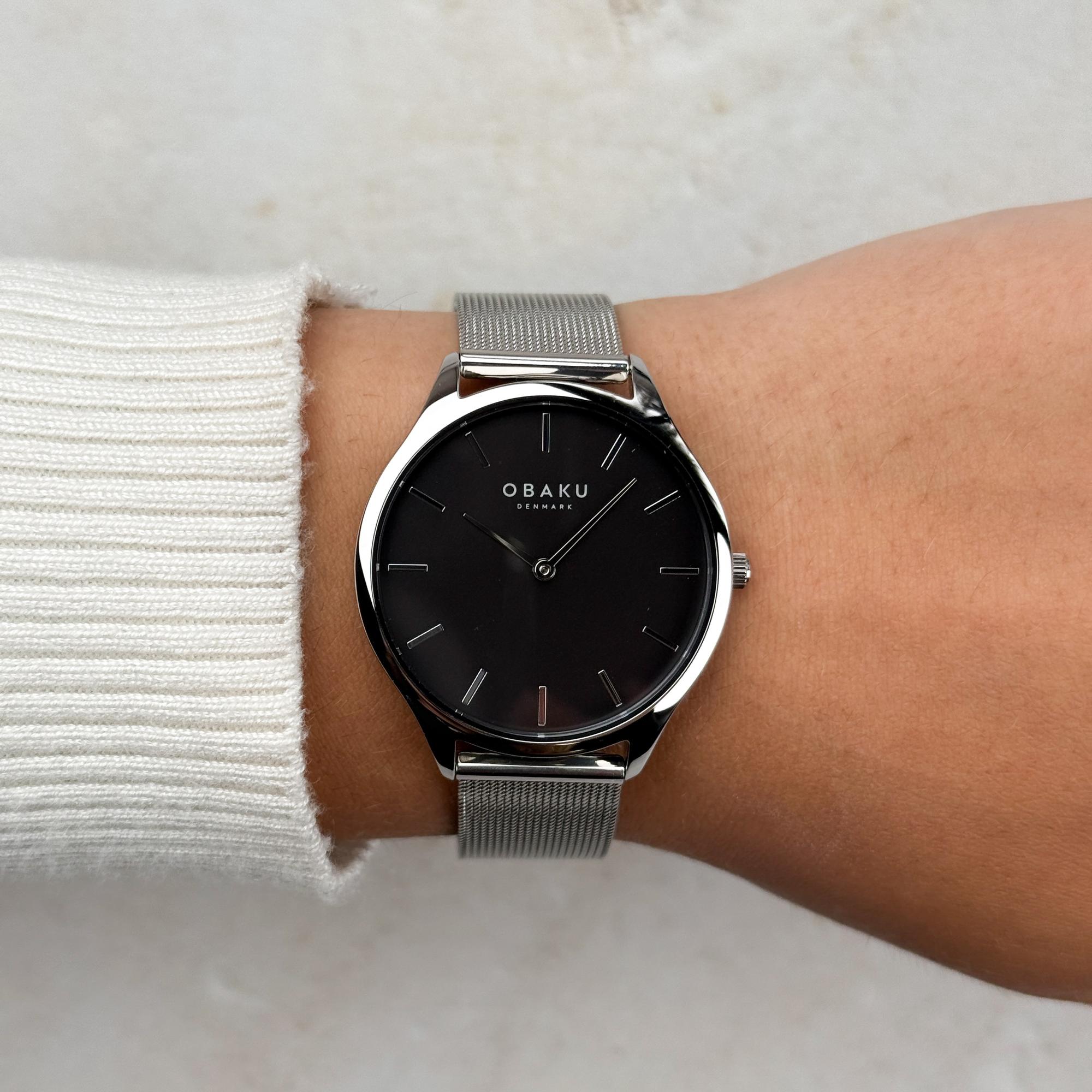 Obaku Denmark V260LXCBMC Tang Lille - Onyx - Aros Design House Damskie klasyczny zegarek srebrny - miniatura 9