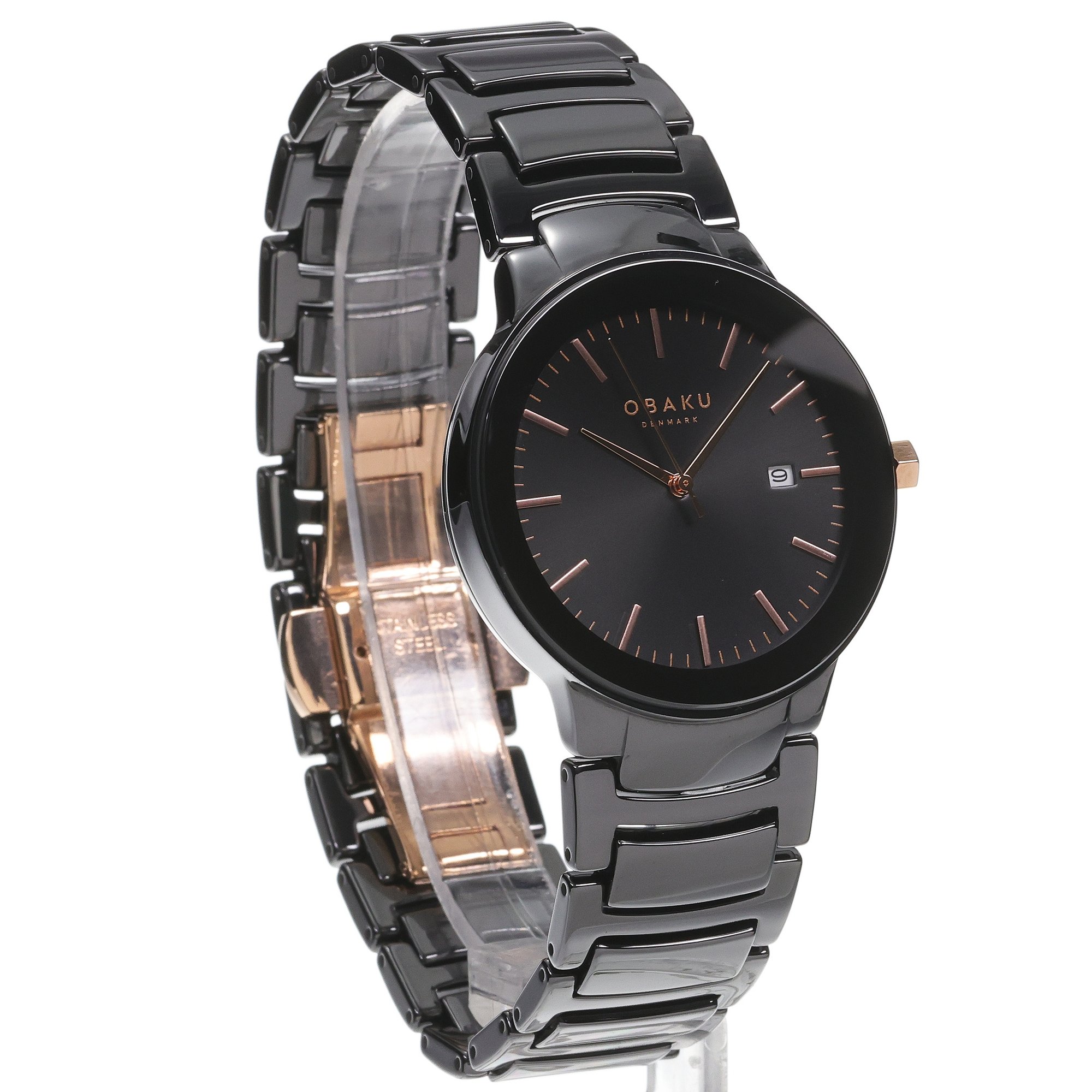 Obaku Denmark V280LDBBCB zegarek czarny klasyczny Bransoleta bransoleta